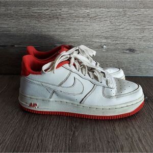 Nike Air Force 1 Gs White University Red Sneakers Size 4Y CD6915-101